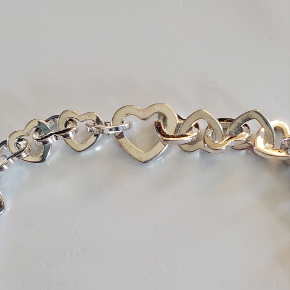 Silver Tone Hearts Link Bracelet - Picture 7 of 7